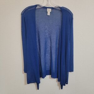 Chico's Blue Cardigan Sweater Lightweight Knit